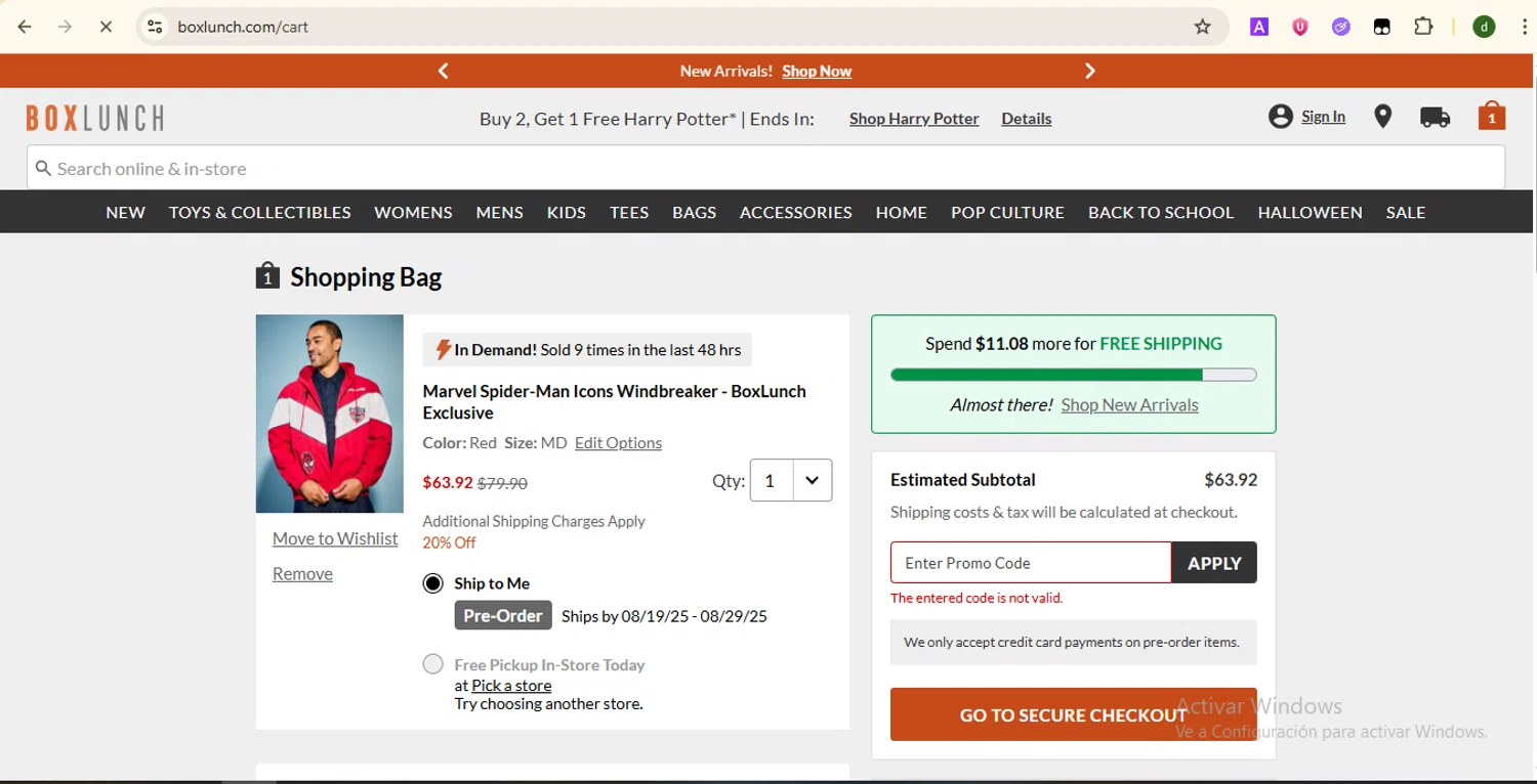 BoxLunch promo code screenshot showing code BTSKICKOFF applied at BoxLunch checkout page. Uploaded by SimplyCodes community member SmartTitan8055 on Aug 1, 2025