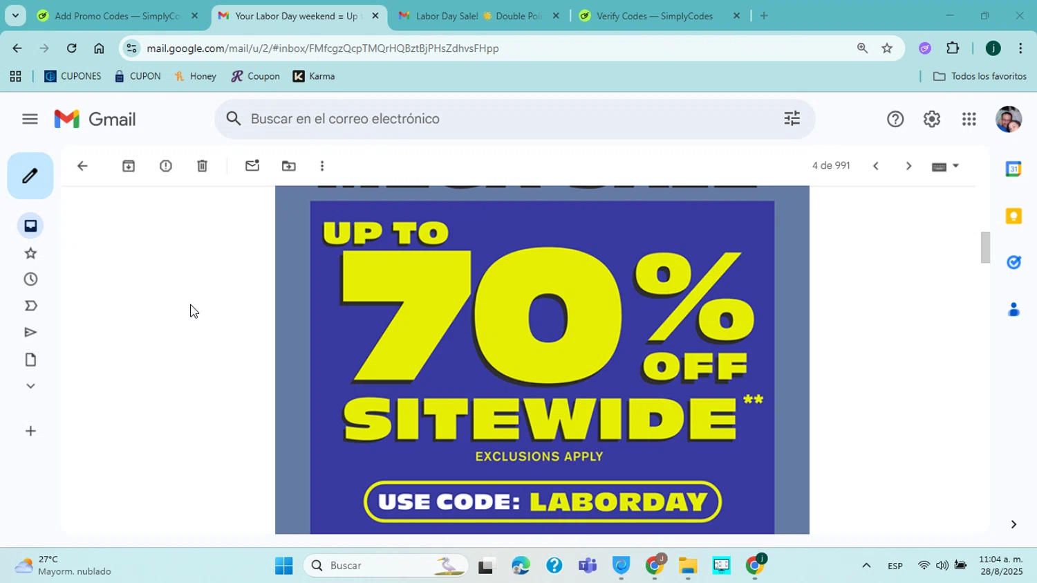 BoxLunch promo code screenshot showing code LABORDAY applied at BoxLunch checkout page. Uploaded by SimplyCodes community member jorgejavierherrera on Aug 28, 2025