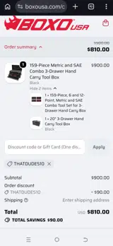 Boxousa coupon verification screenshot
