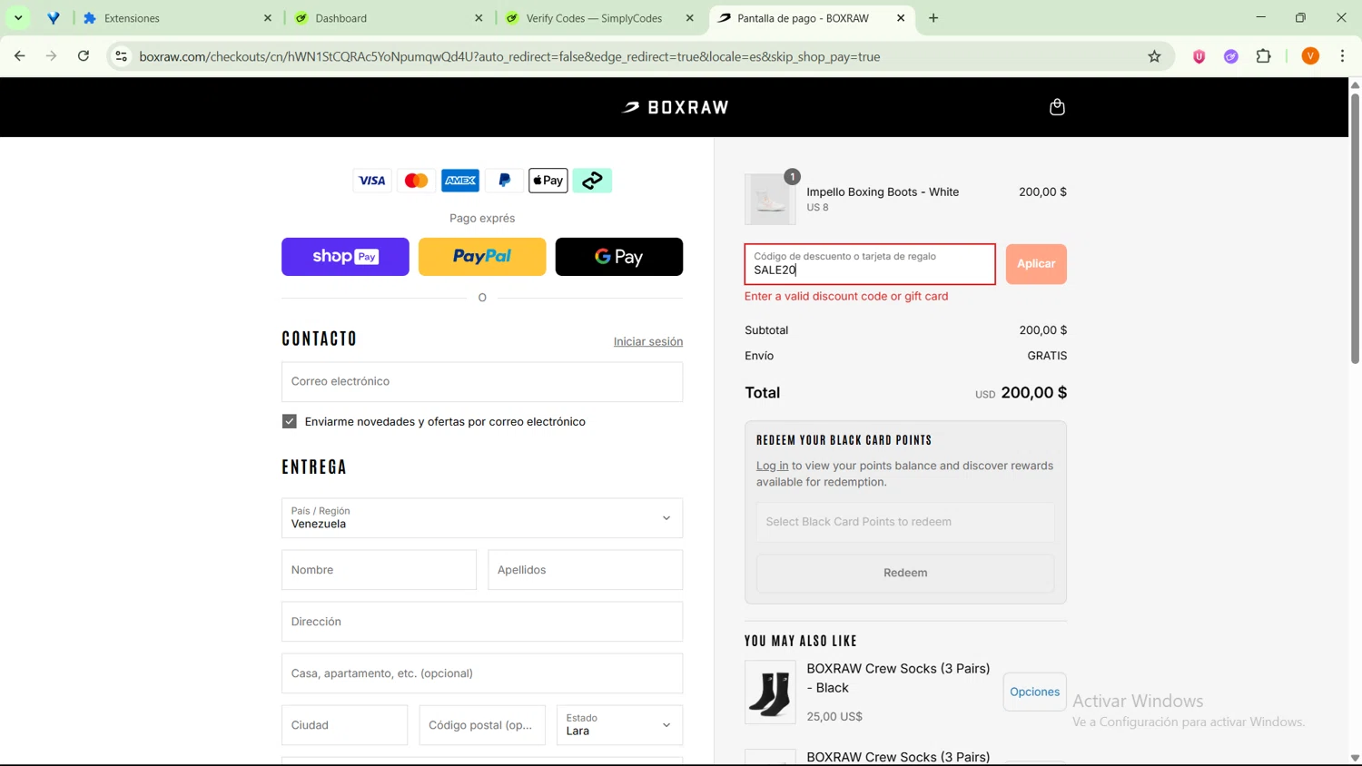 Boxraw discount code screenshot showing code SALE20 applied at Boxraw checkout page. Uploaded by SimplyCodes community member SavingsFinder9954 on Aug 5, 2025