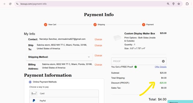 BOXUP checkout page showing BOXUP promo code box | Screenshot taken by SimplyCodes community member on Jun 4, 2025
