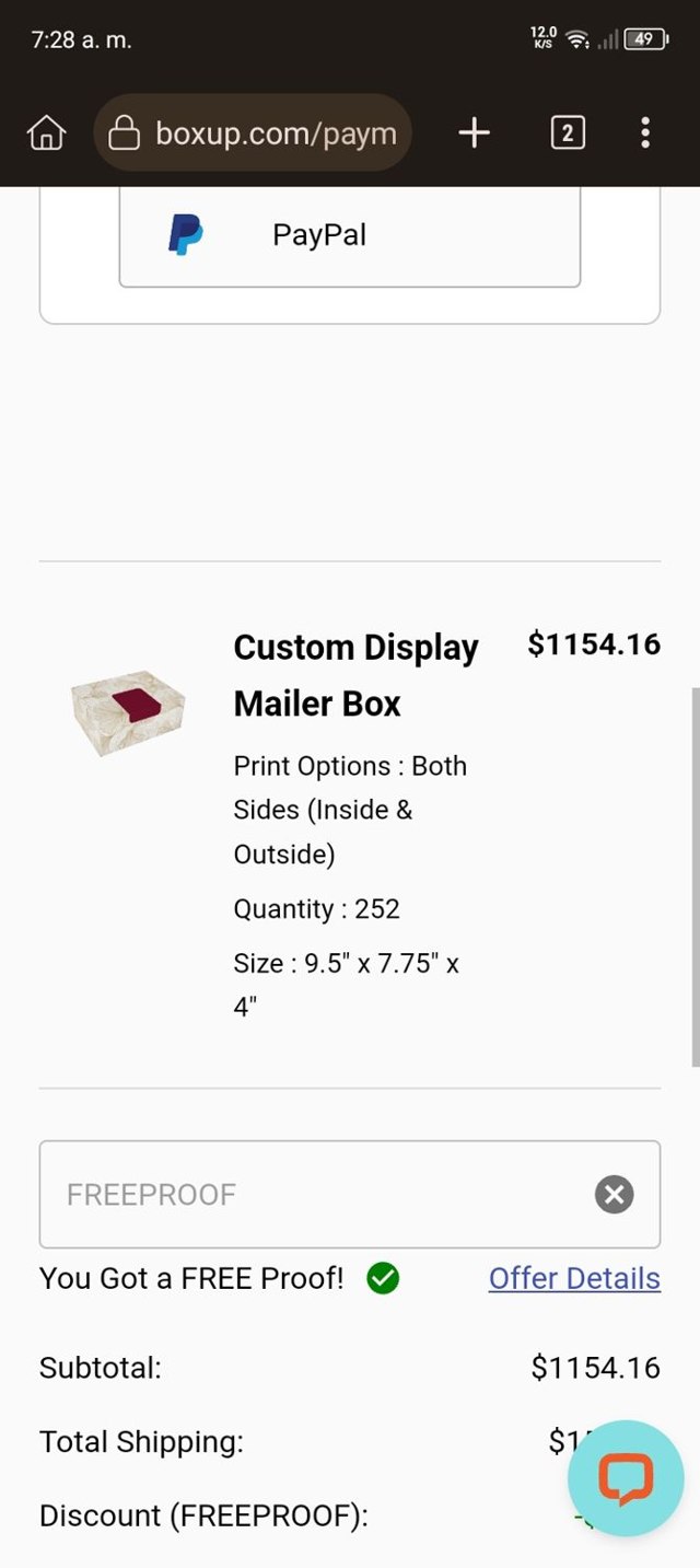 BOXUP checkout page showing BOXUP promo code box | Screenshot taken by SimplyCodes community member on Jul 13, 2025