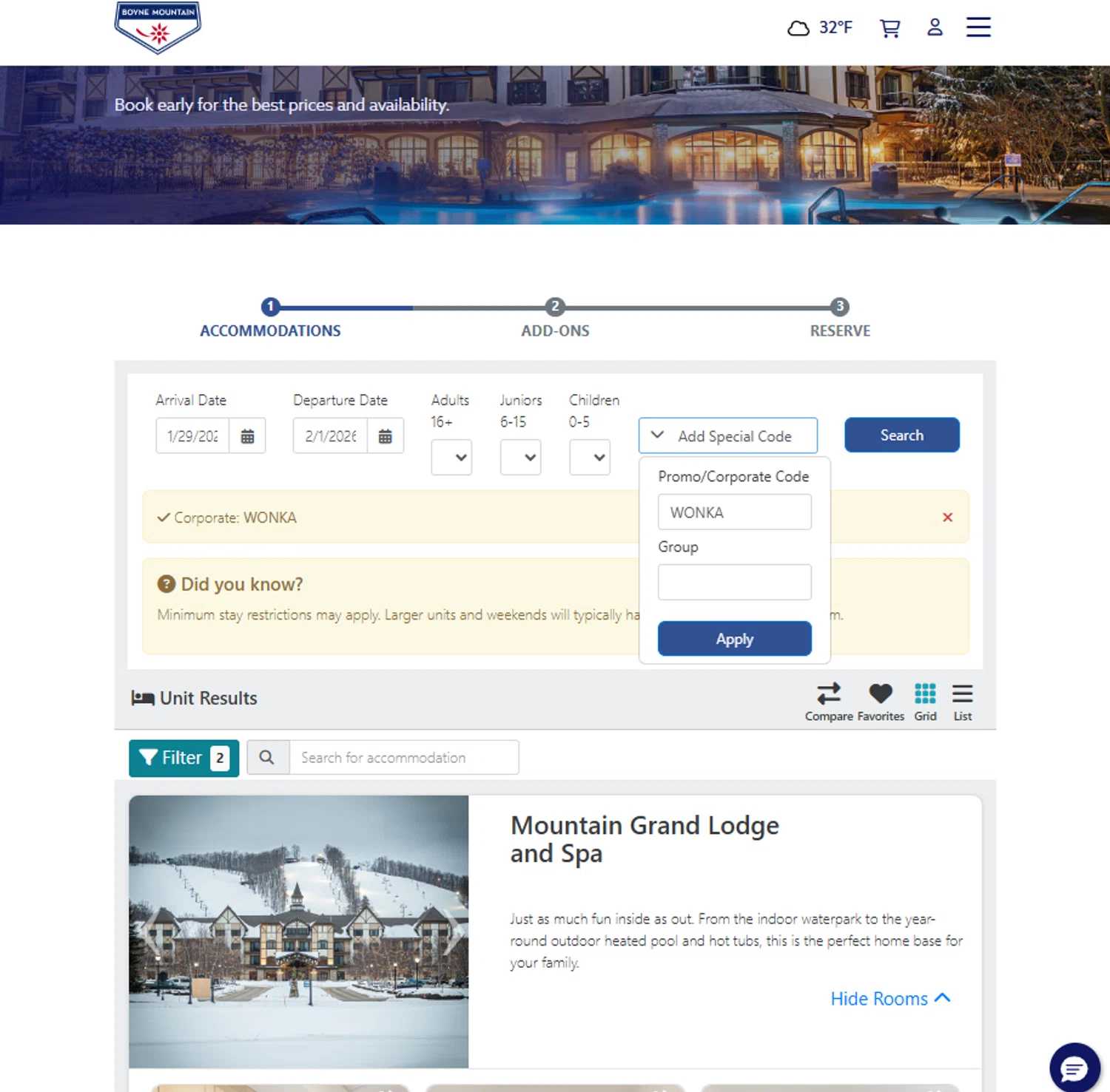 Boyne Mountain Resort checkout page showing Boyne Mountain Resort promo code box | Screenshot taken by SimplyCodes community member on Jan 5, 2026