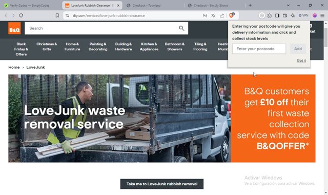 B&Q checkout page showing B&Q coupon code box | Screenshot taken by SimplyCodes community member on Dec 2, 2024