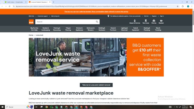 B&Q checkout page showing B&Q coupon code box | Screenshot taken by SimplyCodes community member on Apr 8, 2025