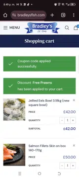 GETFREEPRAWNS coupon verification screenshot