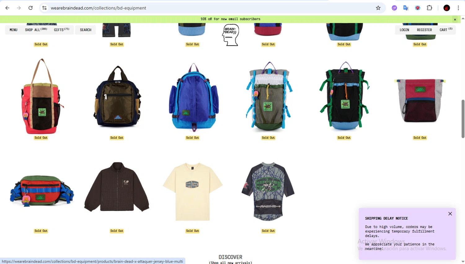 Brain Dead discount code screenshot showing code CYBERBRAIN applied at Brain Dead checkout page. Uploaded by SimplyCodes community member Francisco01 on Dec 5, 2025