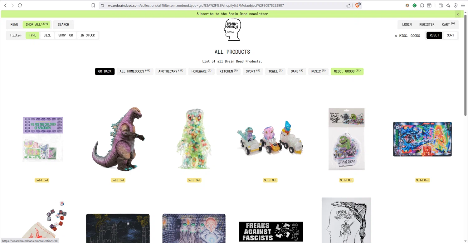 Brain Dead discount code screenshot showing code SHIPBRAIN applied at Brain Dead checkout page. Uploaded by SimplyCodes community member dayselis15 on Dec 30, 2025