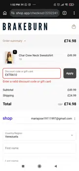 EXTRA10 coupon verification screenshot