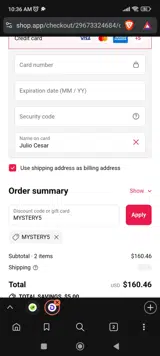 MYSTERY5 coupon verification screenshot