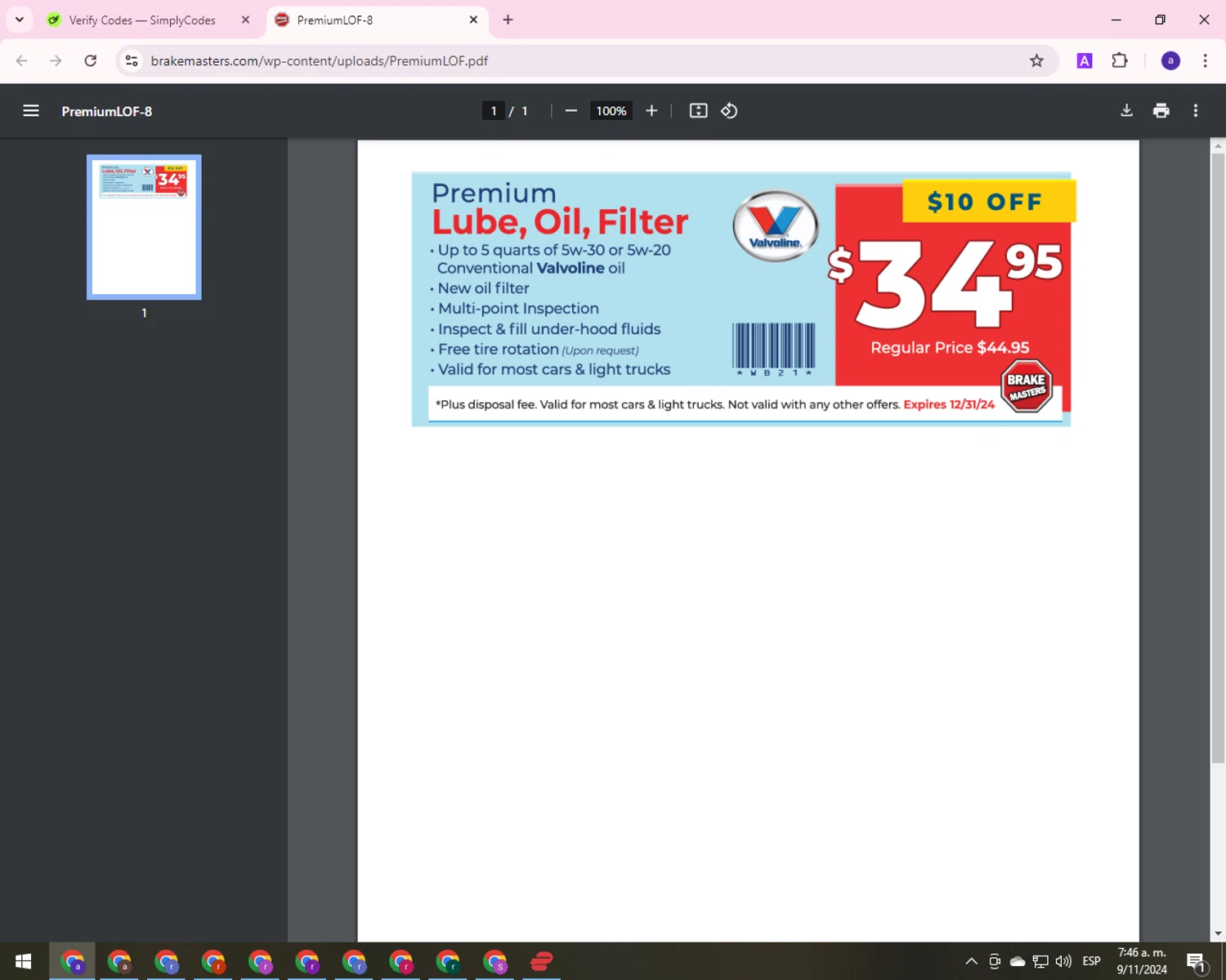 where to use Brake Masters promo code box