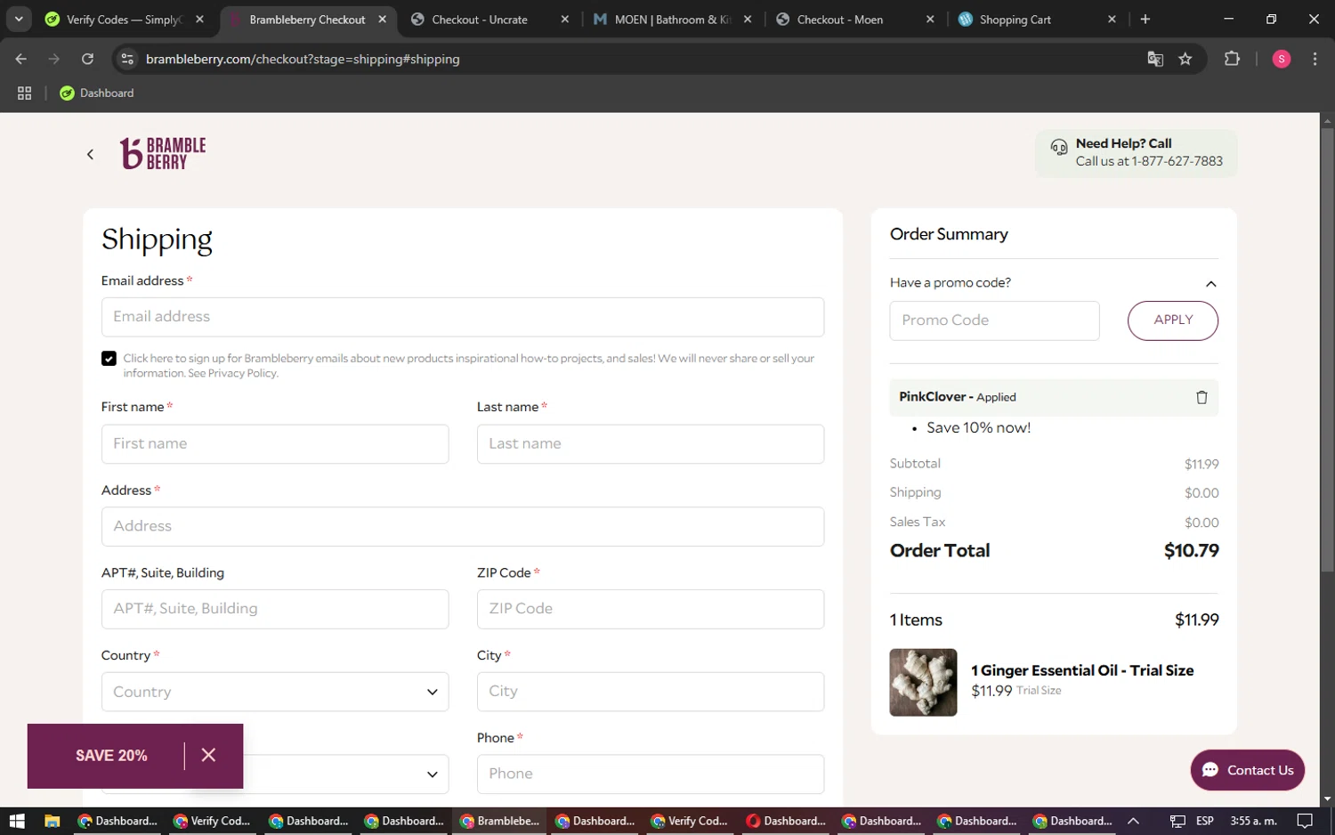 Bramble Berry checkout page showing Bramble Berry promo code box | Screenshot taken by SimplyCodes community member on Feb 10, 2025