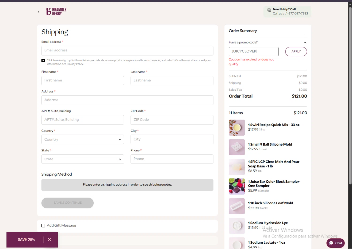 Bramble Berry promo code screenshot showing code JUICYCLOVER applied at Bramble Berry checkout page. Uploaded by SimplyCodes community member ScanWarden1089 on May 23, 2025