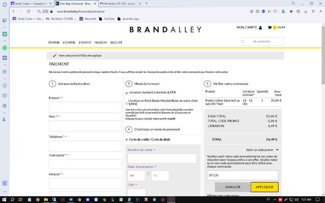 BrandAlley FR checkout page showing BrandAlley FR discount code box | Screenshot taken by SimplyCodes community member on Oct 8, 2023