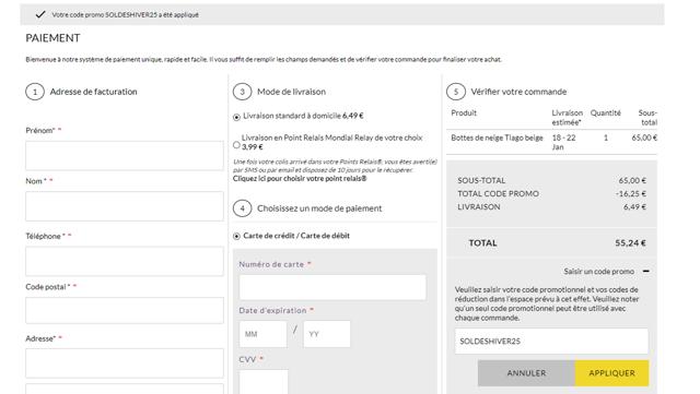 BrandAlley FR checkout page showing BrandAlley FR discount code box | Screenshot taken by SimplyCodes community member on Jan 12, 2024