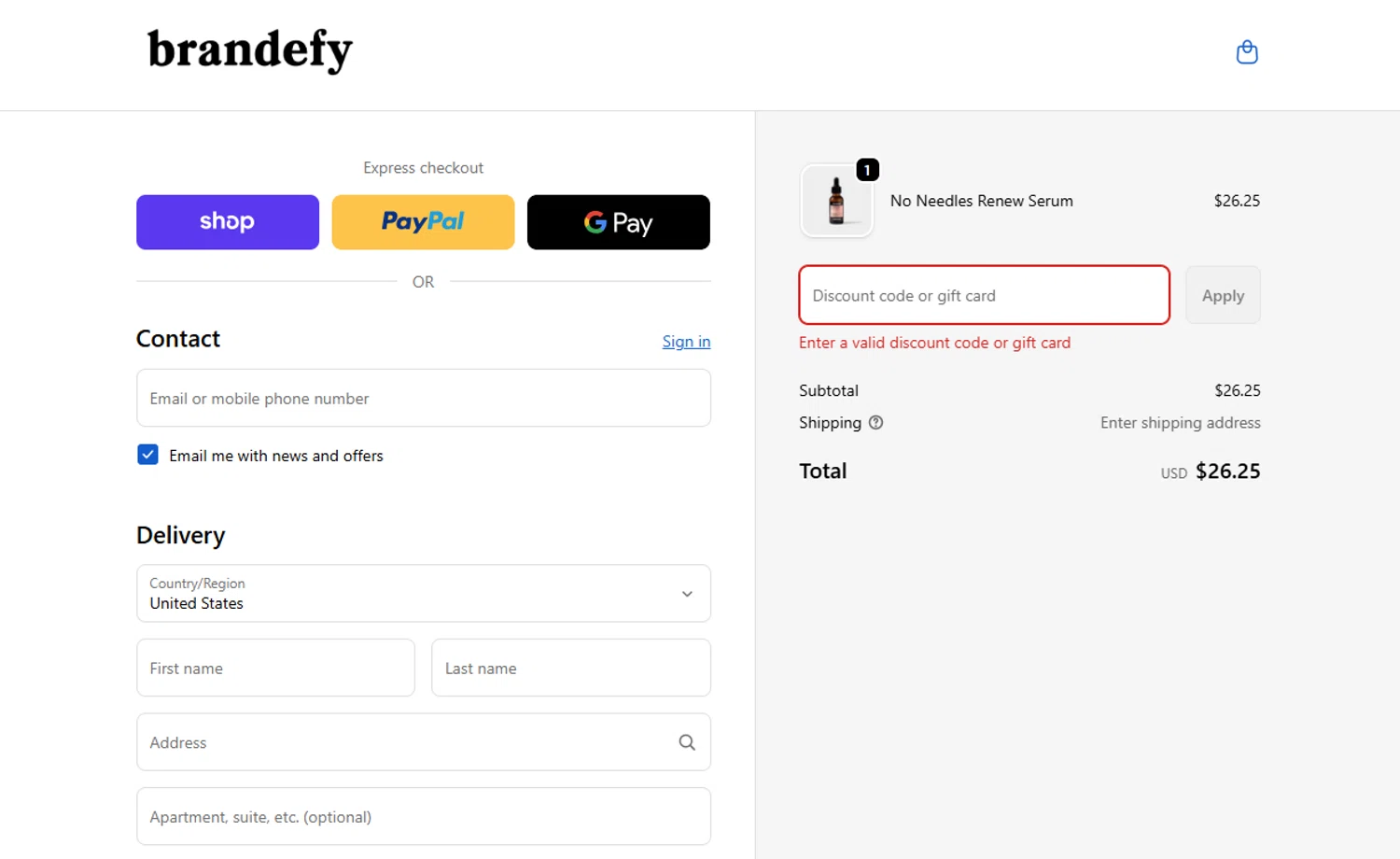 Brandefy Skin promo code screenshot showing code WELCOME20 applied at Brandefy Skin checkout page. Uploaded by SimplyCodes community member VoucherVirtuoso2520 on Nov 7, 2025