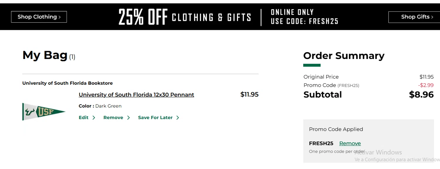 Brandeis University promo code screenshot showing code FRESH25 applied at Brandeis University checkout page. Uploaded by SimplyCodes community member Loki_Odinson on Jan 20, 2026