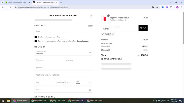 BRANDON BLACKWOOD checkout page showing BRANDON BLACKWOOD discount code box | Screenshot taken by SimplyCodes community member on Aug 17, 2025
