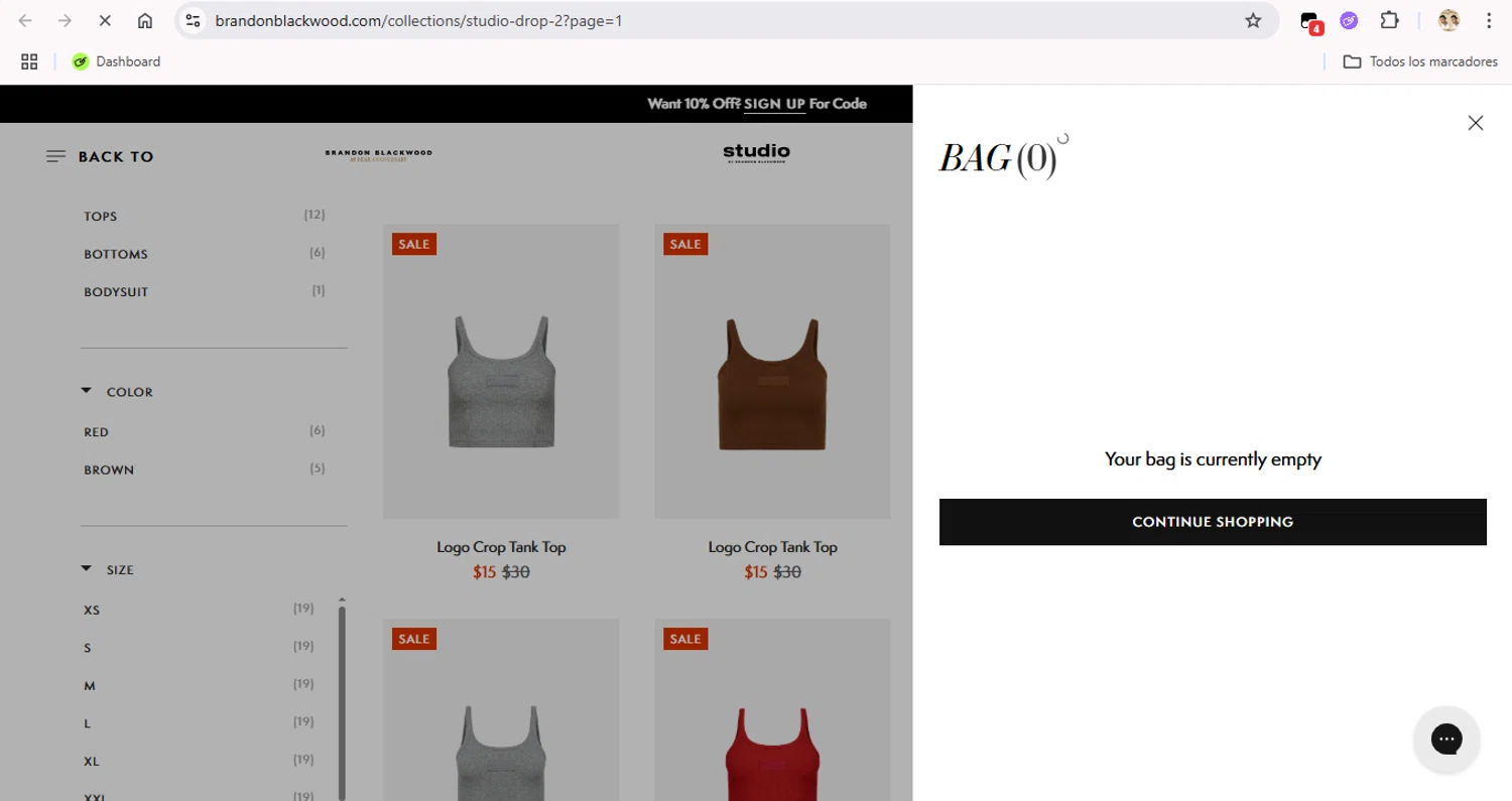 BRANDON BLACKWOOD discount code screenshot showing code WELCOME10 applied at BRANDON BLACKWOOD checkout page. Uploaded by SimplyCodes community member LegendaryTitan9160 on Aug 1, 2025