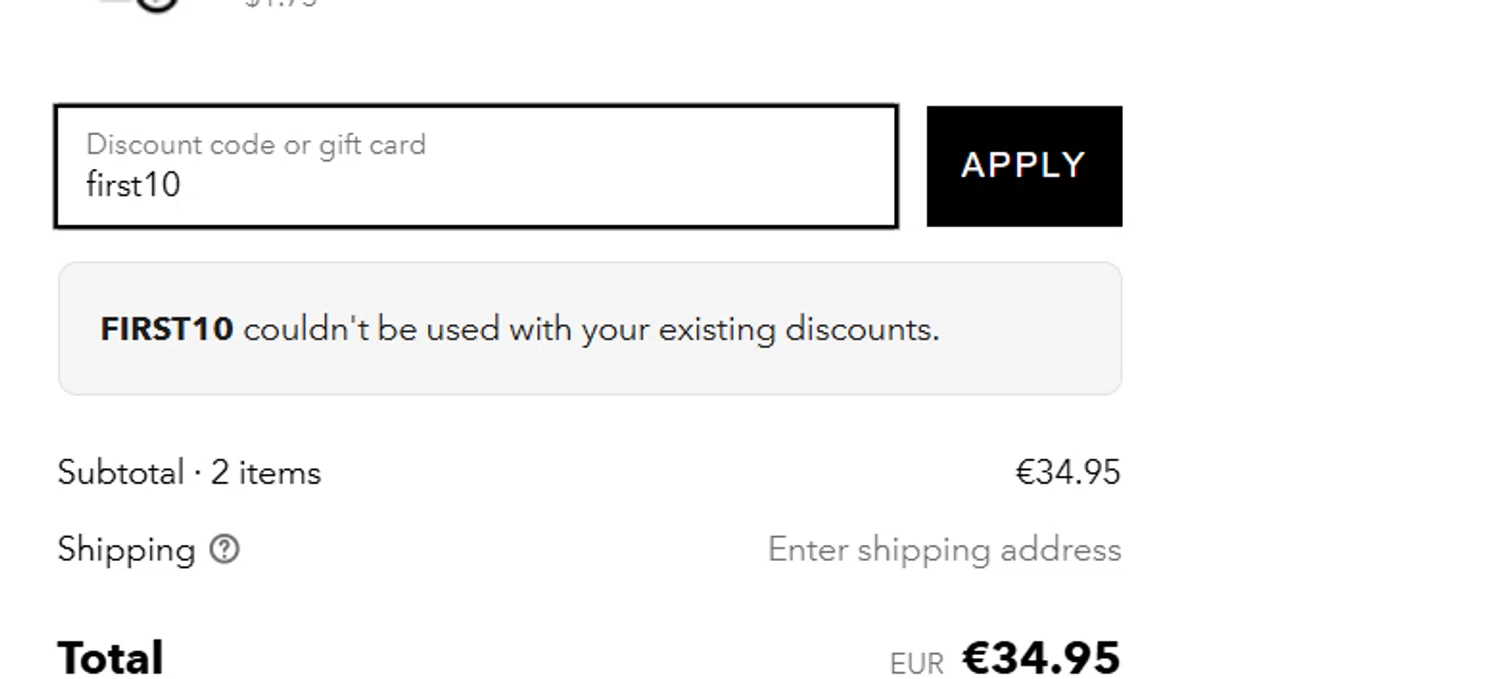 BRANDON BLACKWOOD discount code screenshot showing code first10 applied at BRANDON BLACKWOOD checkout page. Uploaded by SimplyCodes community member PromoPioneer5927 on Mar 31, 2025