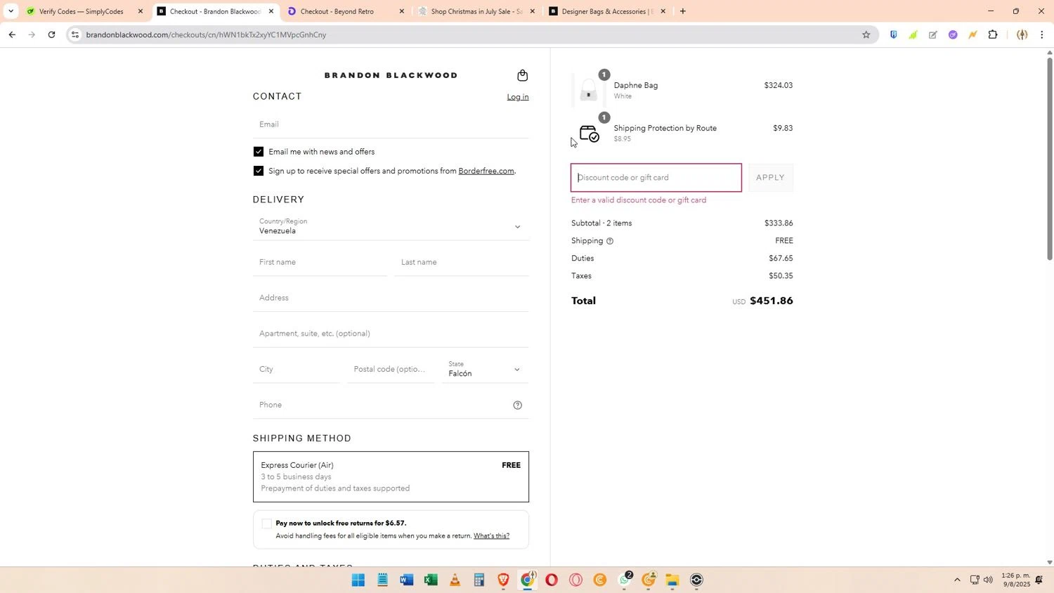 BRANDON BLACKWOOD discount code screenshot showing code BB50 applied at BRANDON BLACKWOOD checkout page. Uploaded by SimplyCodes community member Elimix on Aug 9, 2025