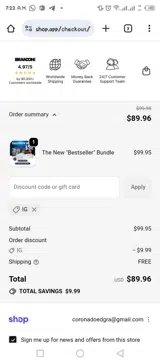 IG coupon verification screenshot
