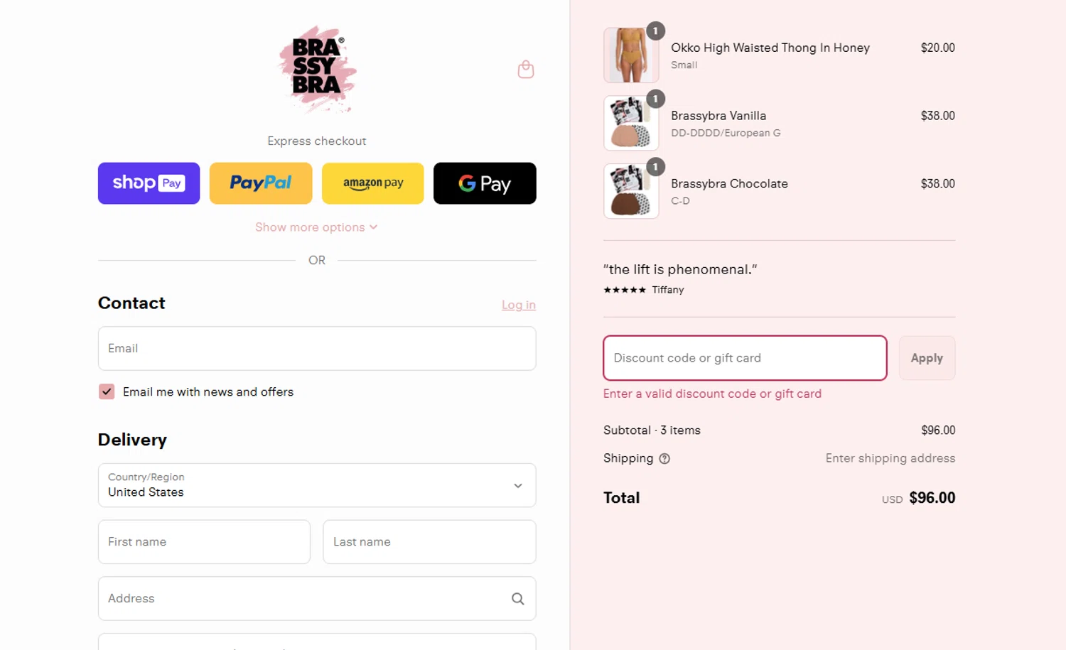 Brassybra promo code screenshot showing code SUMMERTLE applied at Brassybra checkout page. Uploaded by SimplyCodes community member SavvyLegend1586 on Jul 26, 2025