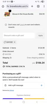 Brave Books coupon verification screenshot