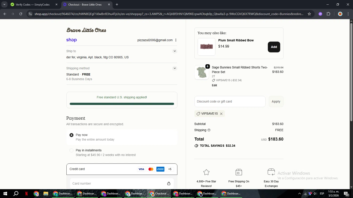 Brave Little Ones checkout page showing Brave Little Ones discount code box | Screenshot taken by SimplyCodes community member on Feb 5, 2026
