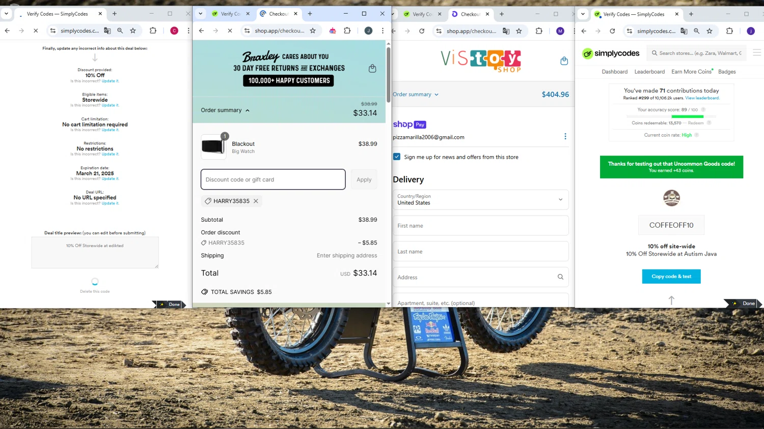 Braxley Bands coupon code screenshot showing code HARRY35835 applied at Braxley Bands checkout page. Uploaded by SimplyCodes community member AVATIGRITO on Mar 20, 2025