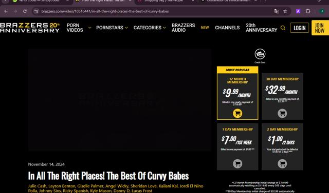 Brazzers checkout page showing Brazzers promo code box | Screenshot taken by SimplyCodes community member on Nov 12, 2024