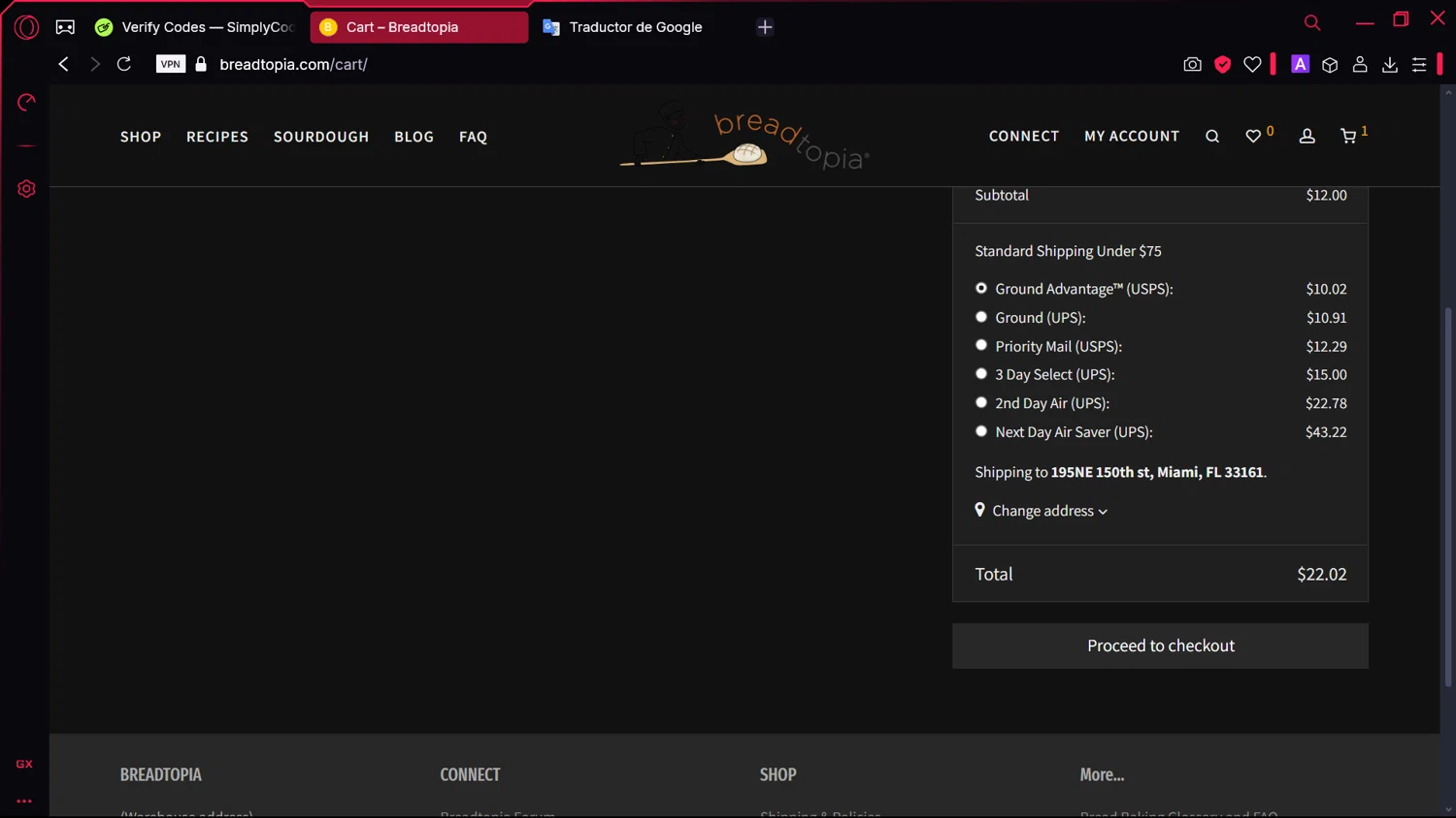 Breadtopia checkout page showing Breadtopia coupon code box | Screenshot taken by SimplyCodes community member on Dec 11, 2024