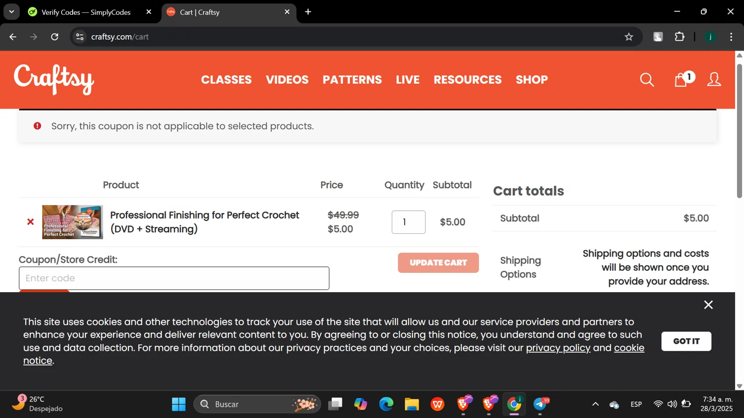 Breakout Trading promo code screenshot showing code M7H35F applied at Breakout Trading checkout page. Uploaded by SimplyCodes community member hanzell03 on Mar 28, 2025