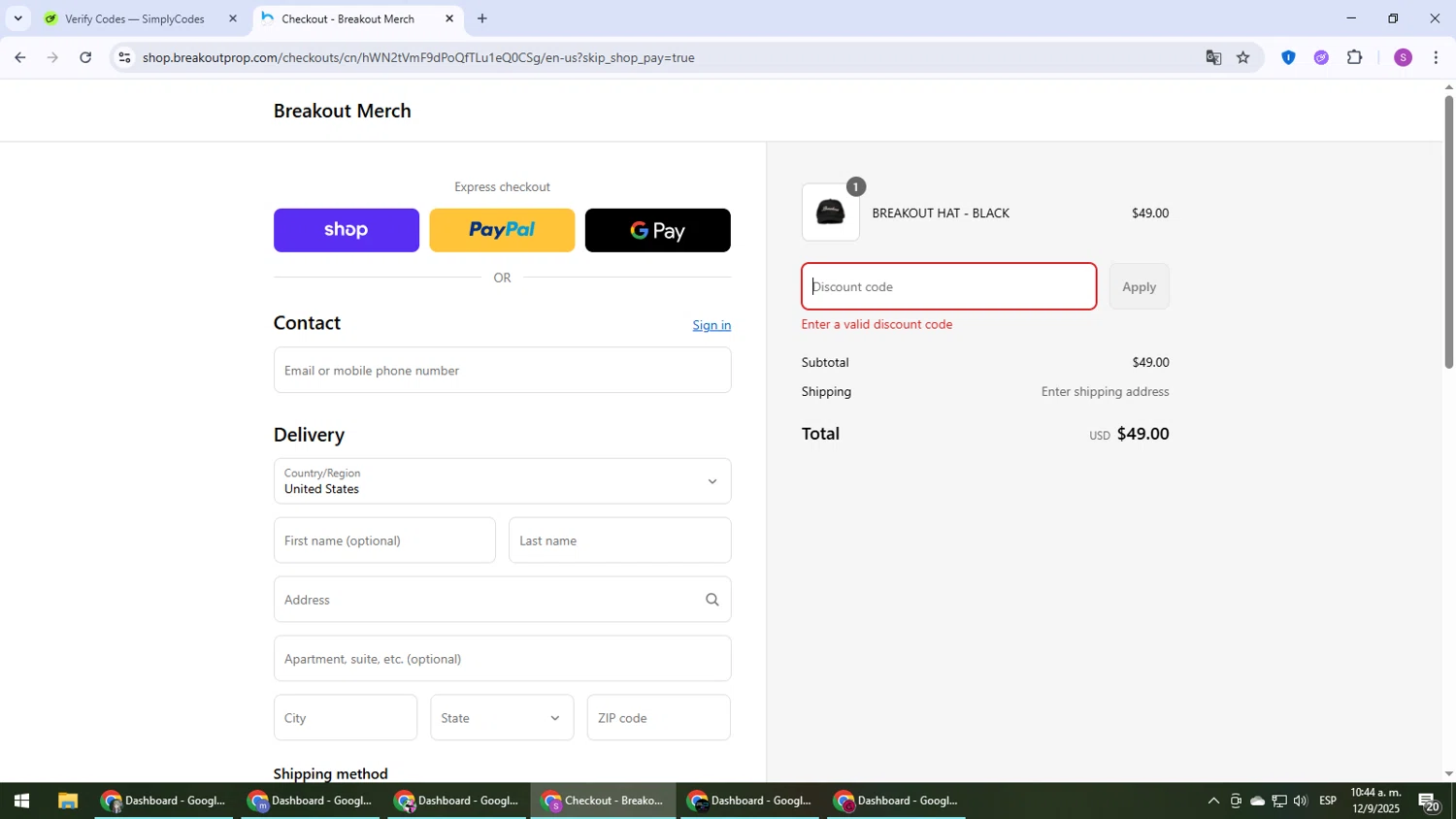 Breakout Trading promo code screenshot showing code KF8192 applied at Breakout Trading checkout page. Uploaded by SimplyCodes community member Son_Goku on Sep 12, 2025