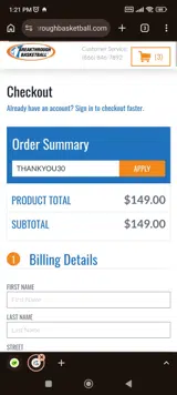 Breakthrough Basketball coupon verification screenshot
