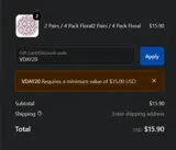 VDAY20 coupon verification screenshot