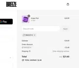 BREEZE US coupon verification screenshot