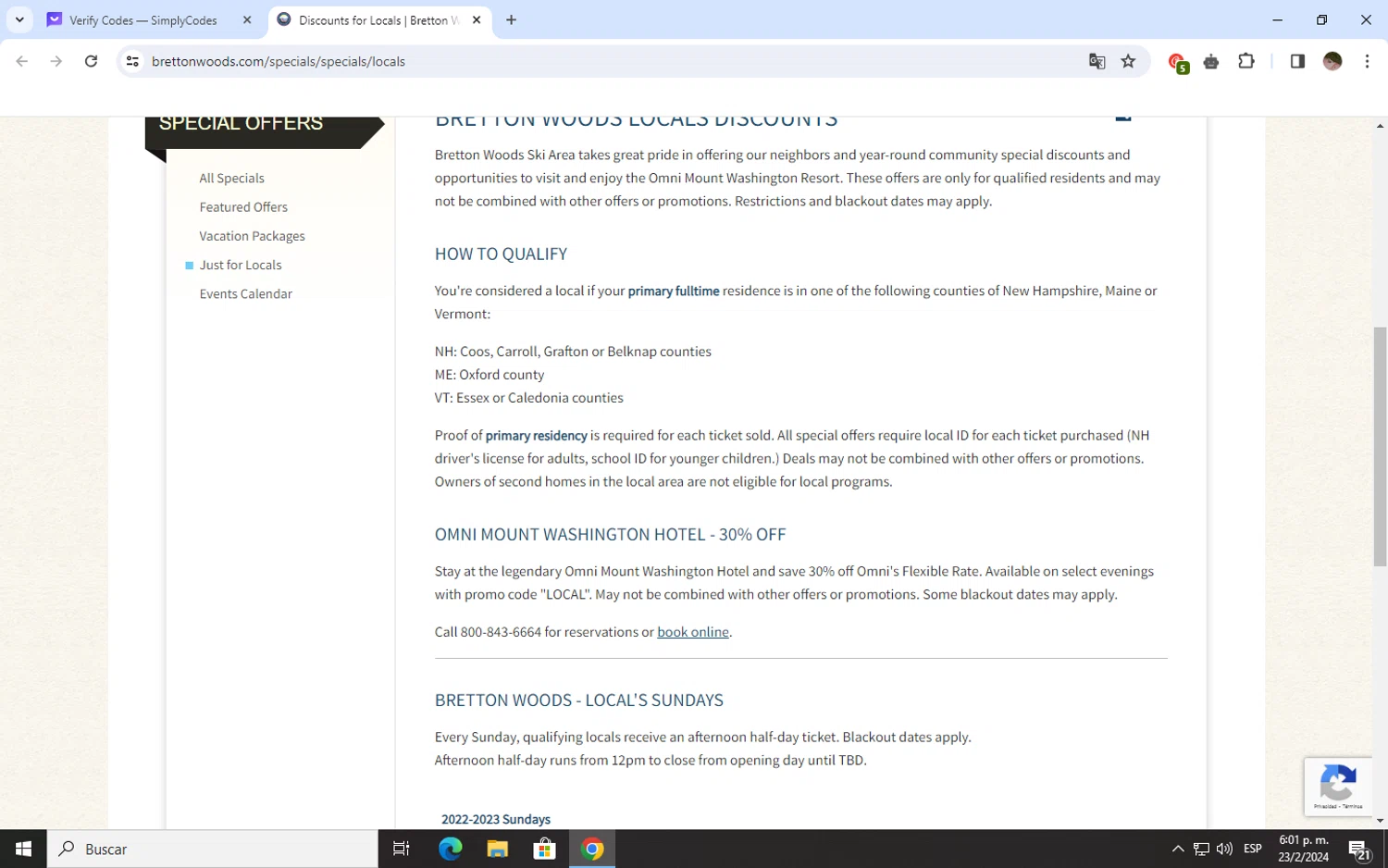 Bretton Woods checkout page showing Bretton Woods discount code box | Screenshot taken by SimplyCodes community member on Feb 23, 2024