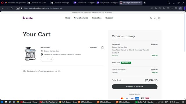 Breville checkout page showing Breville promo code box | Screenshot taken by SimplyCodes community member on Feb 21, 2024