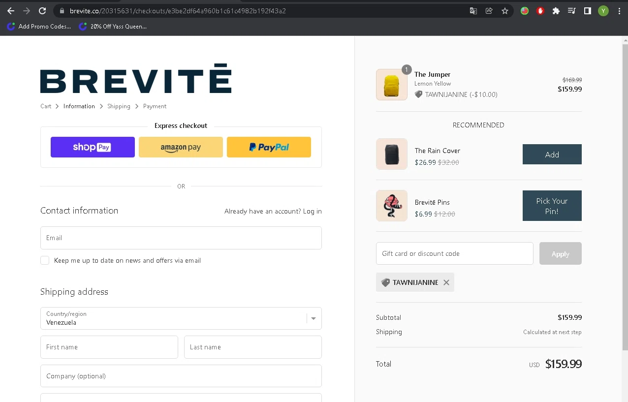 where to use Brevite promo code box