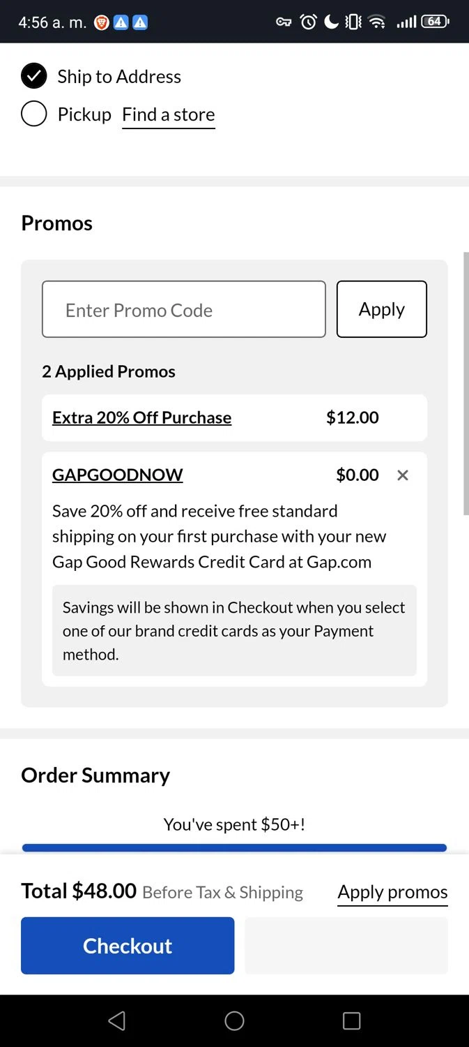 Banana Republic Factory promo code screenshot showing code GAPGOODNOW applied at Banana Republic Factory checkout page. Uploaded by SimplyCodes community member George07 on Aug 18, 2025