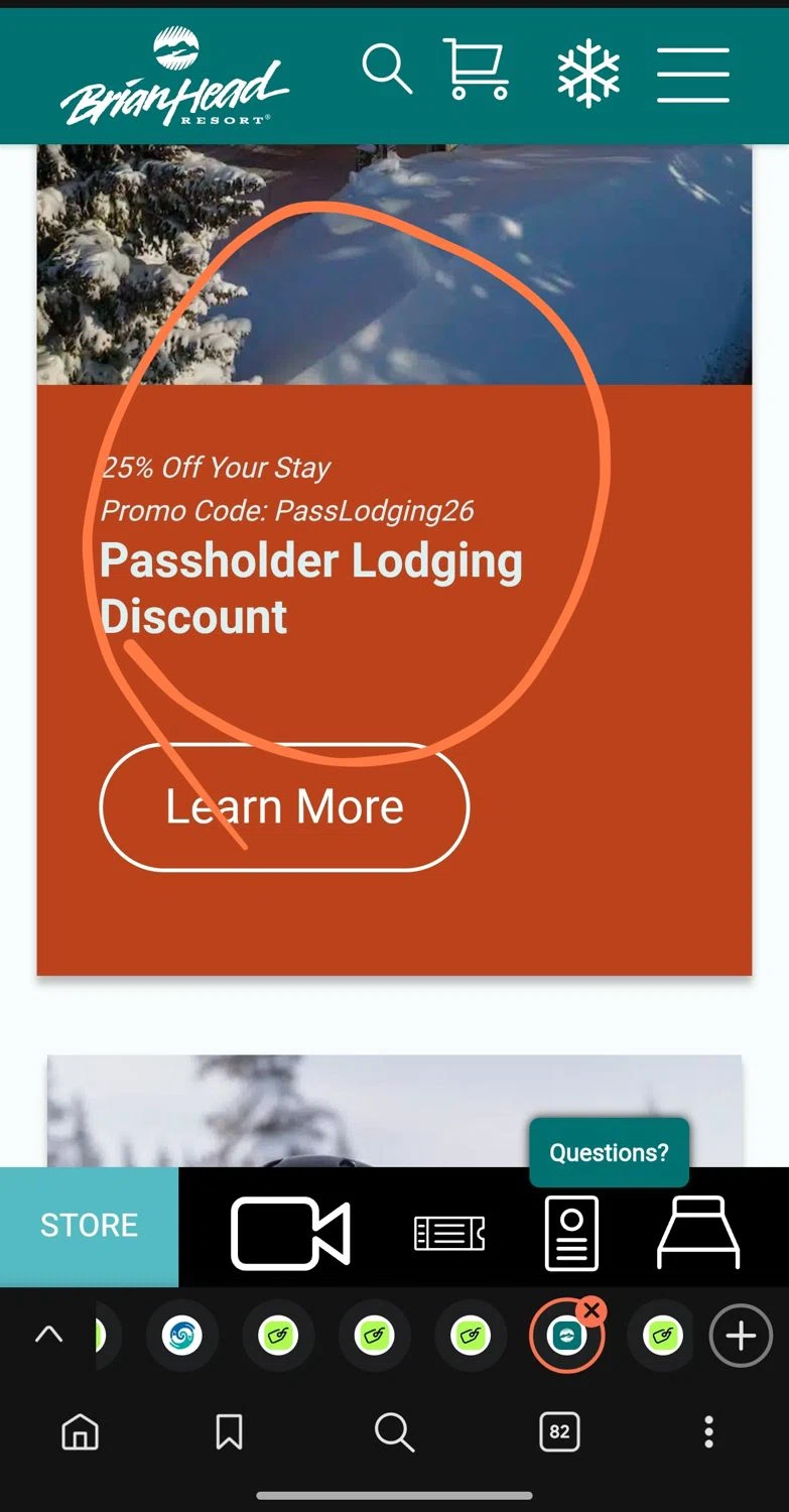 Brian Head promo code screenshot showing code PassLodging26 applied at Brian Head checkout page. Uploaded by SimplyCodes community member Dejadepicharme on Jan 19, 2026