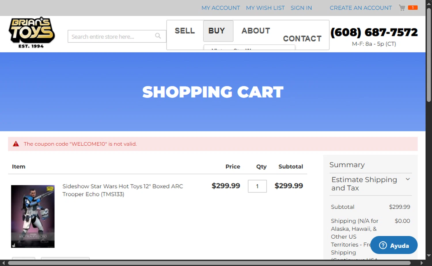 Brian's Toys promo code screenshot showing code WELCOME10 applied at Brian's Toys checkout page. Uploaded by SimplyCodes community member Santi_ago on Sep 17, 2025