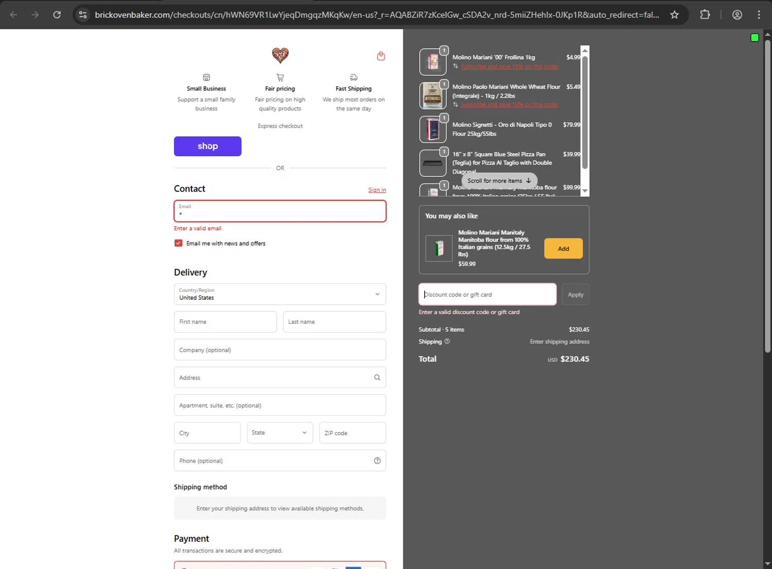BrickOvenBaker discount code screenshot showing code BLACKFRIDAY15 applied at BrickOvenBaker checkout page. Uploaded by SimplyCodes community member yessy37 on Dec 7, 2025