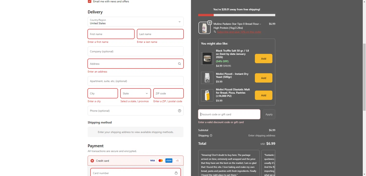 BrickOvenBaker discount code screenshot showing code PADANO10 applied at BrickOvenBaker checkout page. Uploaded by SimplyCodes community member SilverPioneer1110 on Dec 20, 2025