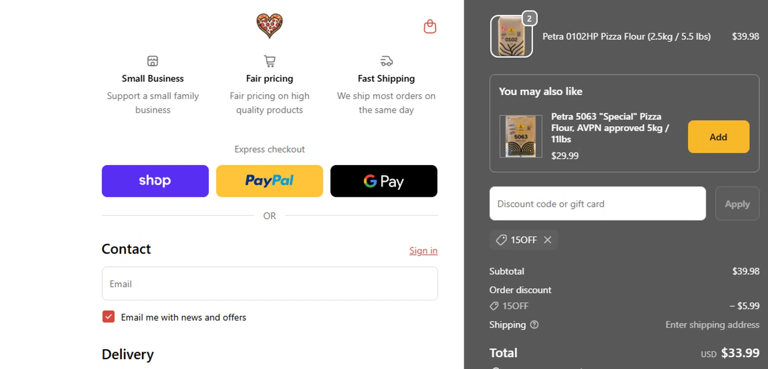 BrickOvenBaker discount code screenshot showing code 15OFF applied at BrickOvenBaker checkout page. Uploaded by SimplyCodes community member Olorinnnnn on Dec 25, 2025