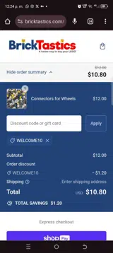 Welcome10 coupon verification screenshot