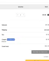 QUEENOFF coupon verification screenshot