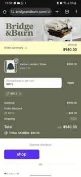BB15 coupon verification screenshot