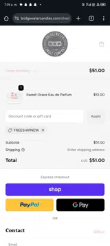 FREESHIPNEW coupon verification screenshot